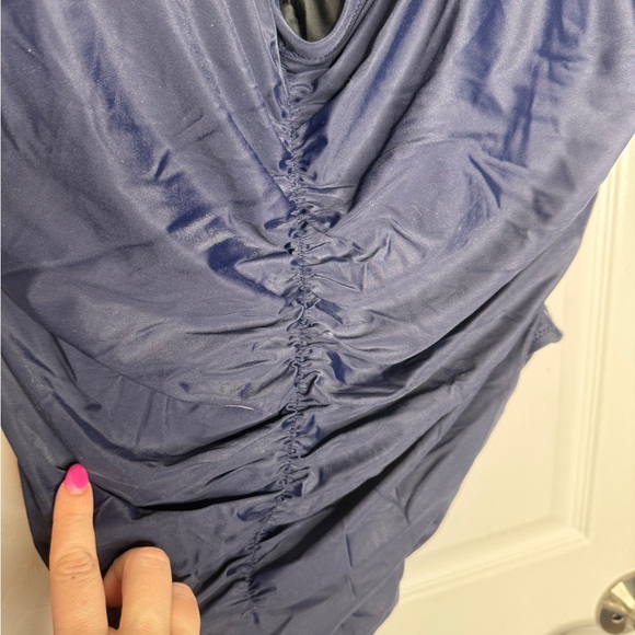 J Crew NWT Plus Size 24 Ruched sweetheart one-piece Swimsuit Navy Blue Padded - Picture 8 of 10